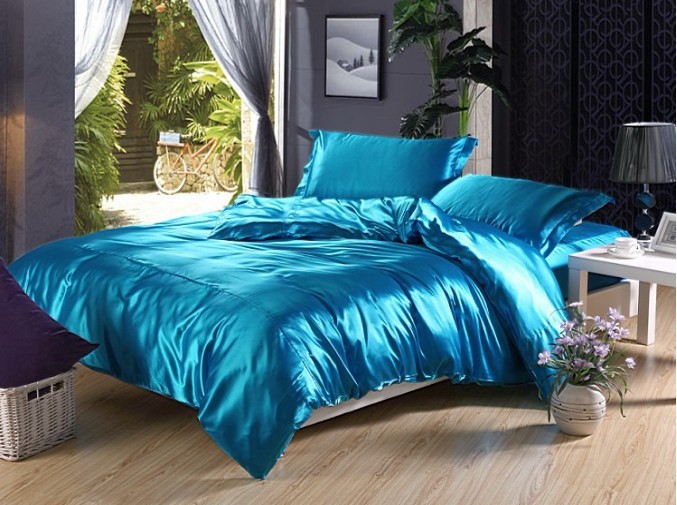 Noble-Luxurious-4pcs-cool-Sky-font-b-blue-b-font-summer-bedding-100-imitated-font-b