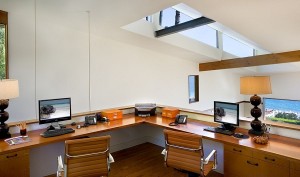 Small-home-office-with-slanted-roof-and-skylight