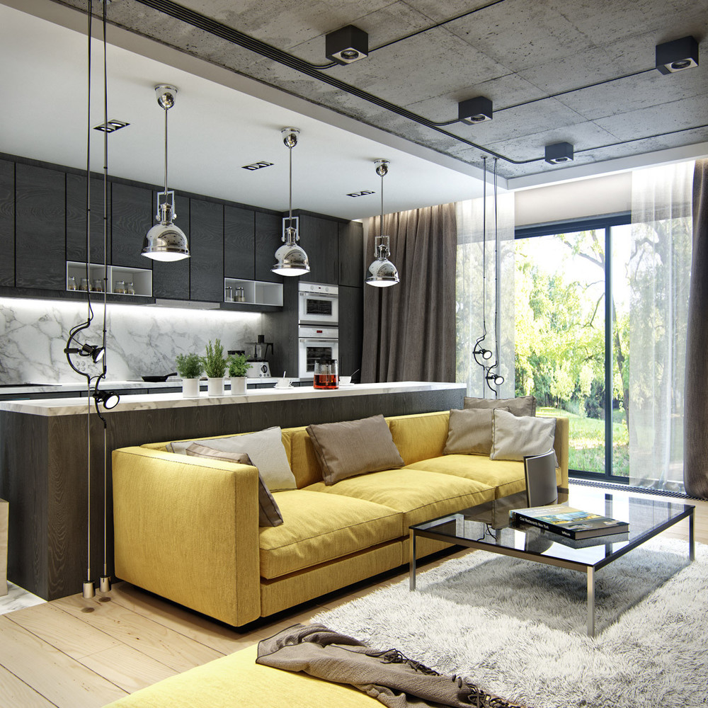 yellow-and-brown-industrial-interior