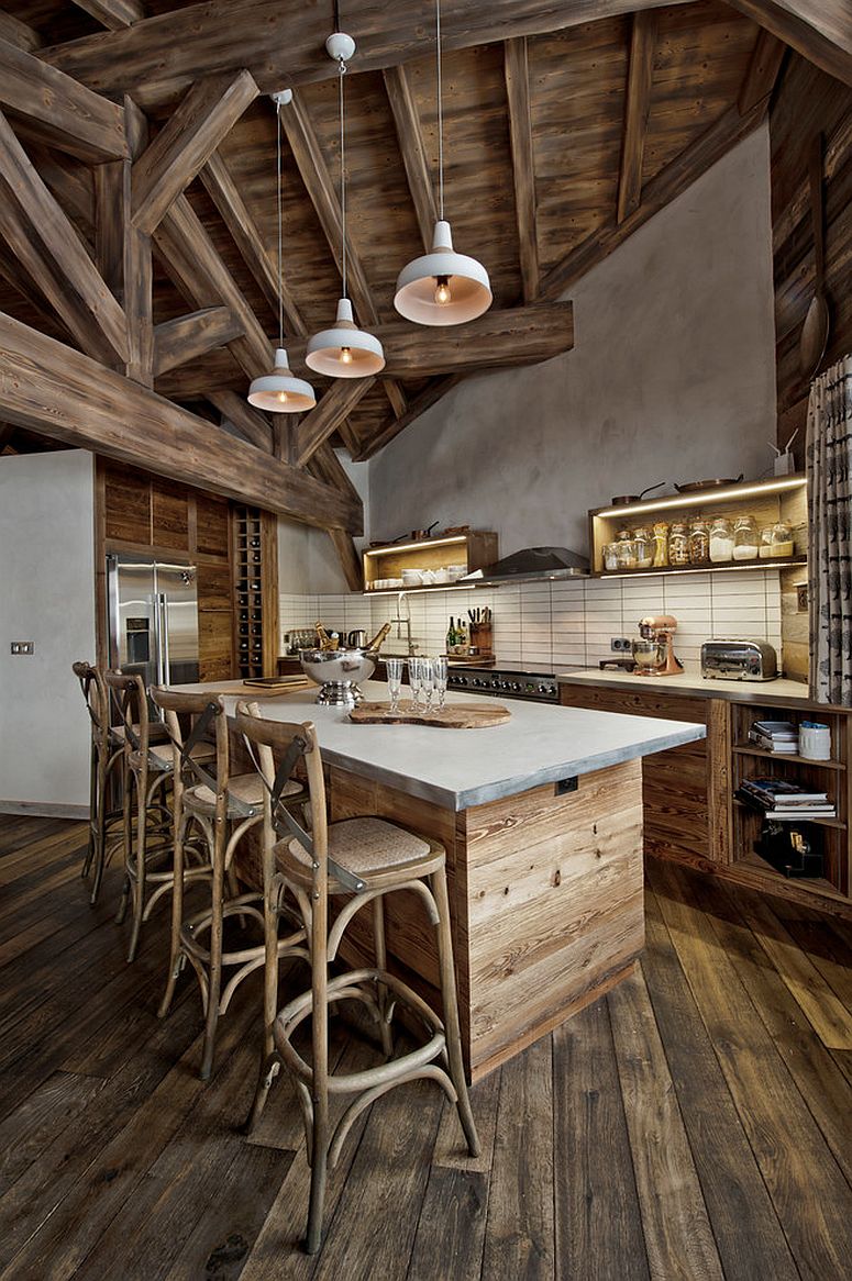Rustic-kitchen-island-draped-in-reclaimed-wood