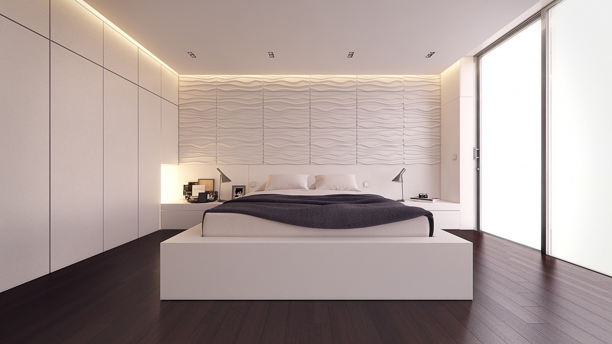 white-and-grey-bedroom-textured-feature-wall-charcoal-duvet-breaks-the-white
