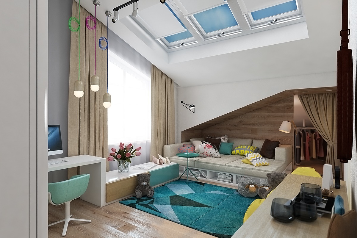 teal-and-yellow-kids-room