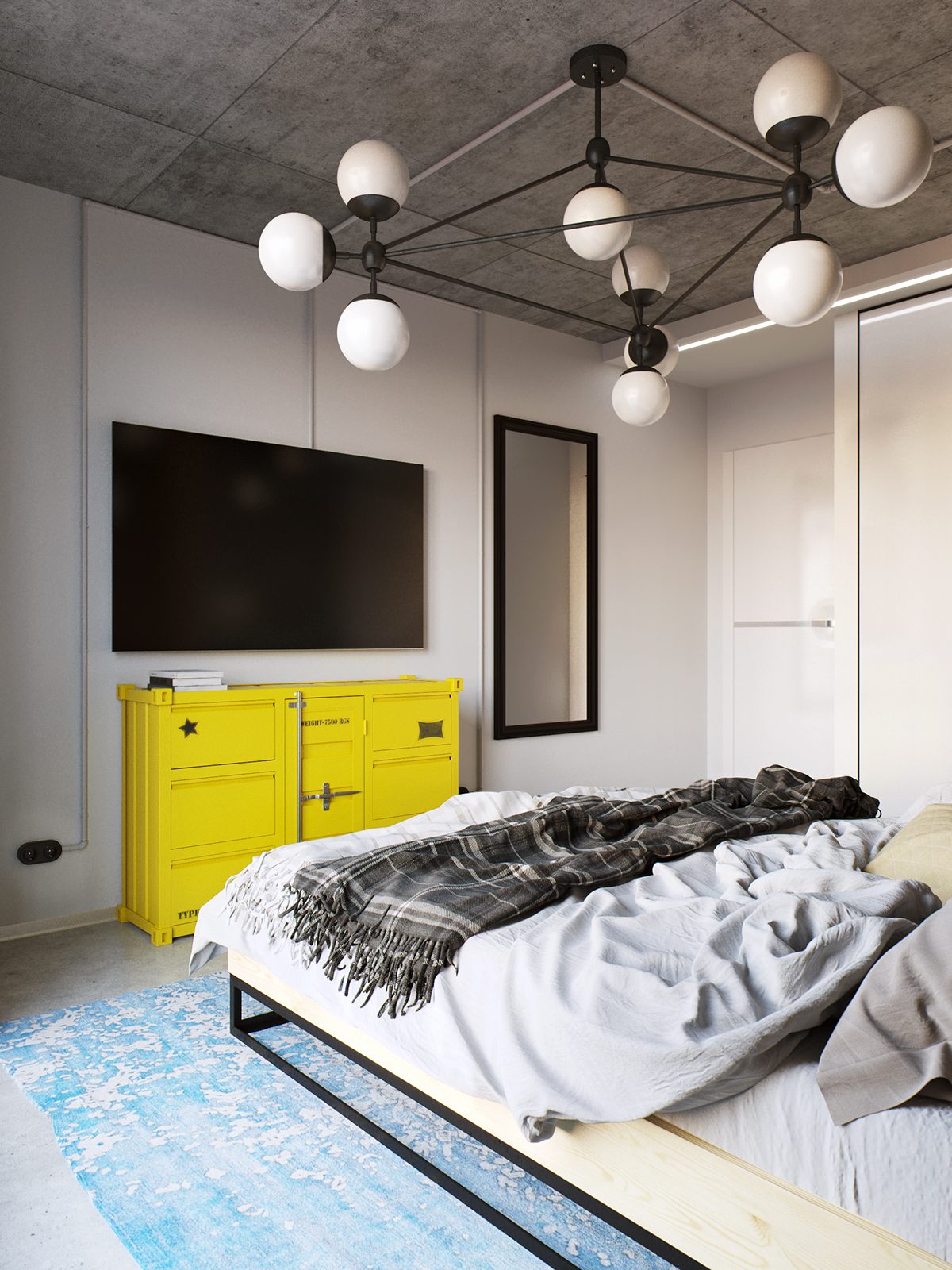 yellow-and-blue-modern-bedroom
