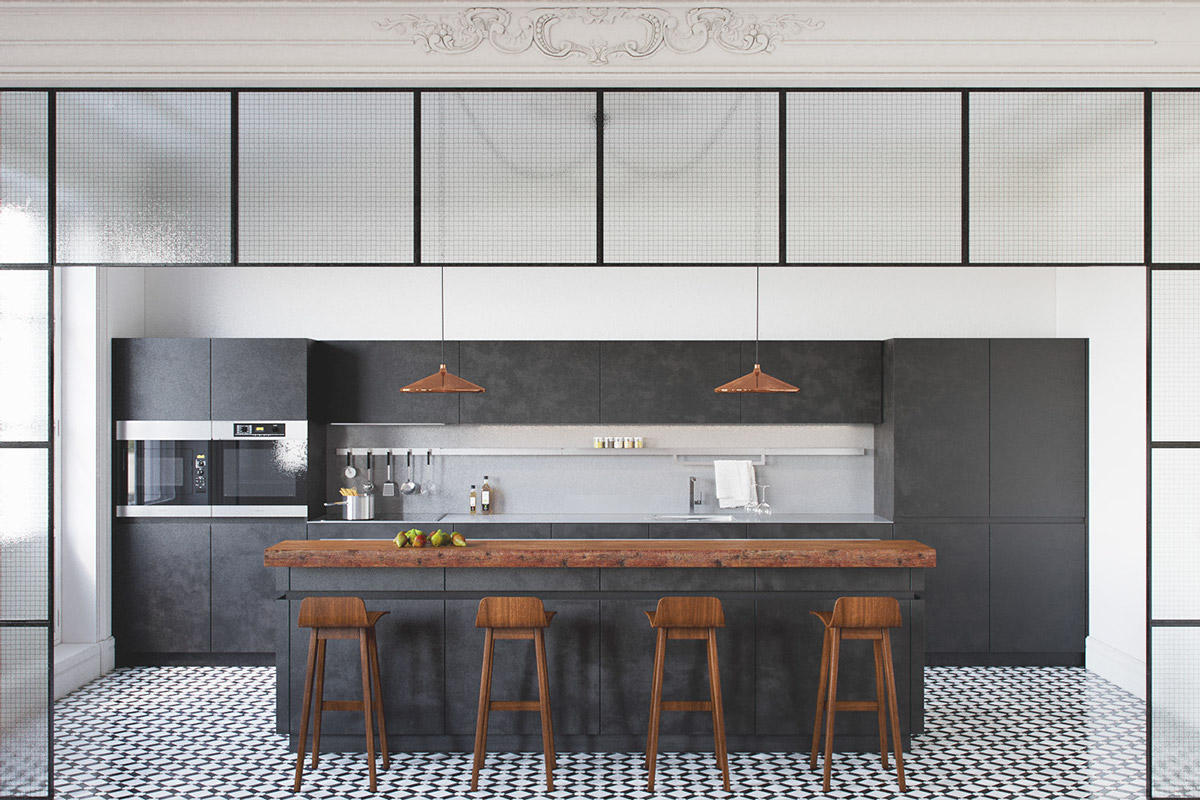 charcoal-and-warm-wood-kitchen-stencil-frame