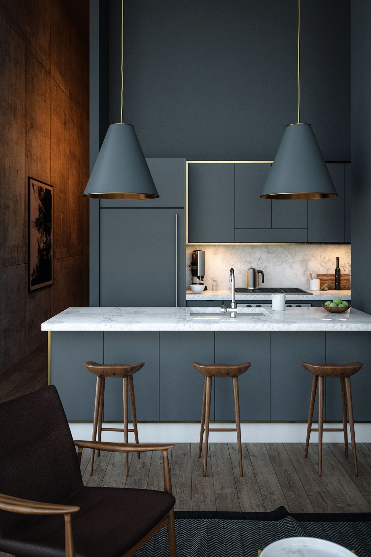 grey-blue-kitchen-copper-hanging-lights