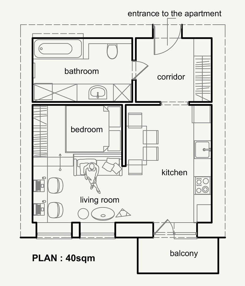 схема на малък апартамент