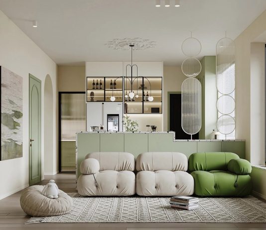 Свеж съвременен интериор с акценти в зелено!